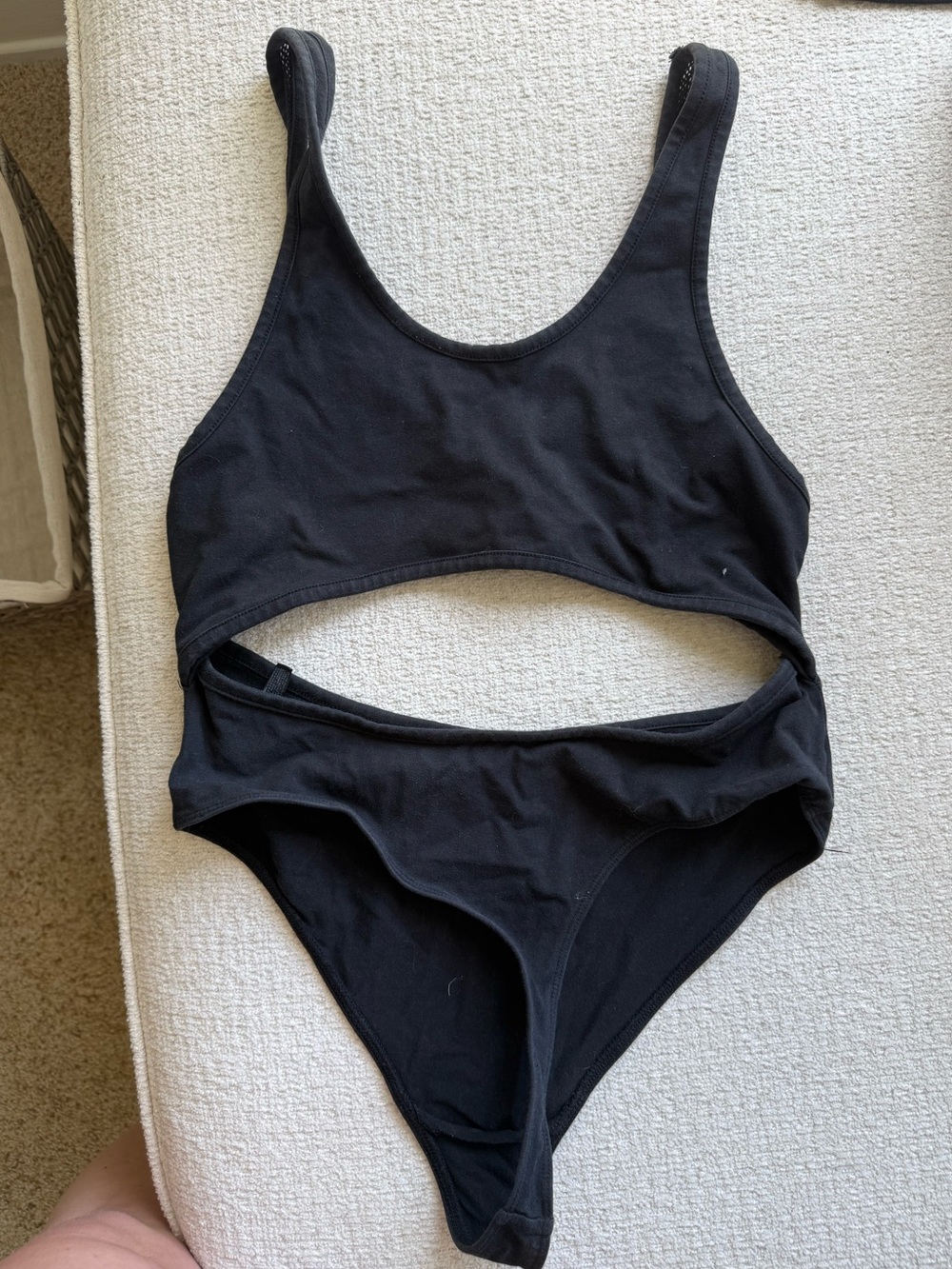 Free People Black Cutout Bodysuit with Mesh Back